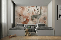 Gentle Woodland Safari Wall Mural with peaceful woodland creatures.

