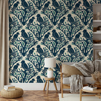 Nature-inspired wallpaper with magical bird design

