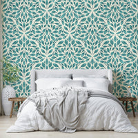 Modern teal leaf design for peaceful spaces

