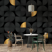 Sophisticated black and gold pattern mural for modern interiors

