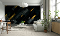 Celestial shooting stars on a dark night sky mural design


