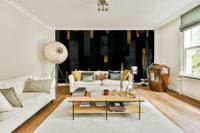 Urban spires in black and charcoal mural for modern interiors

