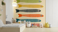 Unique Anchovies retro mural for adding character to any room.

