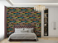 Vibrant fish pattern wallpaper for bold, quirky interiors.


