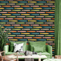Anchovies fish wallpaper on charcoal background for modern spaces.

