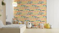 Vibrant fish design wallpaper with a vintage retro vibe.


