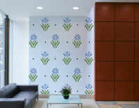 Country Cottage floral design in blue for serene interiors.

