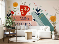 Elegant "So Many Books So Little Time" wall mural for rooms.

