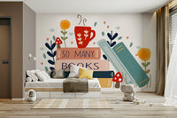 "So Many Books So Little Time" mural for a book-themed room.

