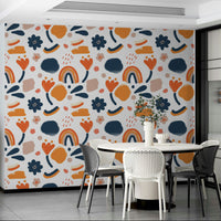 Retro floral wallpaper perfect for adding energy to spaces.

