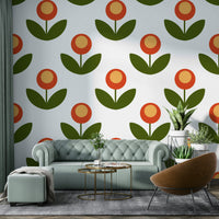Bold floral design wallpaper for stylish, modern rooms.

