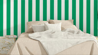 Timeless jade green and white striped wall covering

