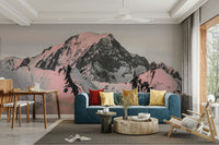 Snow-covered mountain peak wall mural bringing the beauty of nature indoors.


