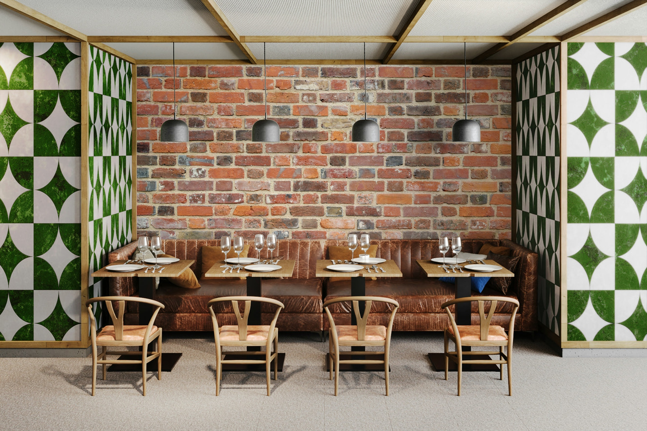 Rustic Brick Wall Wall Mural with exposed brick texture.

