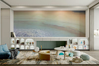 Soft, serene Dead Sea shore mural for natural room decor.

