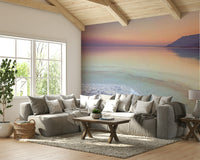 Pastel colors of the Dead Sea shoreline captured in wall mural.

