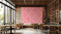 Botanical wall covering with trumpet flower motif

