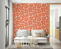 Vibrant coral floral design wallpaper for contemporary interiors

