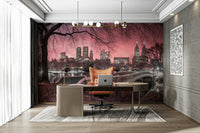Central Park’s serene pink dusk skyline mural to enhance any room.

