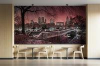Tranquil evening sky over Central Park in New York featured in this mural.

