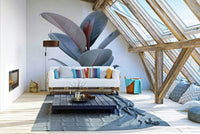 Tropical foliage wallpaper with modern rubber plant

