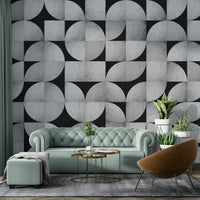 Bold mid-century modern concrete mosaic mural for interiors

