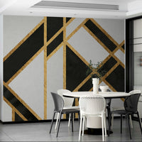 Geometric Art Deco mural in black and white tones for walls

