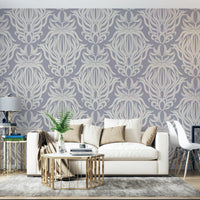 Playful floral tapestry wallpaper with delicate blooms

