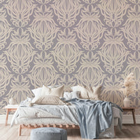 Vibrant floral tapestry wallpaper bringing nature indoors

