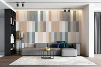 Muted pastel tiles mural for serene room décor

