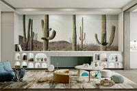 Desert cactus land mural with rich earthy details.

