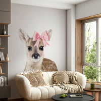 Stunning deer with a bow wall mural for woodland vibes.

