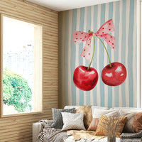 Fun cherry stripes wall mural adding a fruity touch

