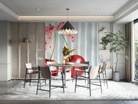 Playful cherry stripes mural for kitchens or dining rooms

