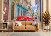 Cuban cruise wall mural with lively tropical scenery

