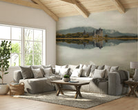 Historic Kilchurn Castle wall mural with peaceful reflections

