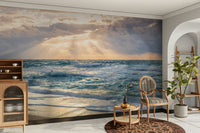 Shades of twilight wall mural with sunset over ocean


