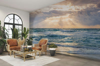 Coastal twilight mural for a dreamy, relaxing room

