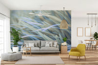 Wavy grass wall mural adding flow and tranquility

