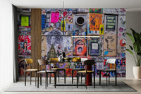 Colorful chaos poster collage wall mural

