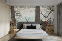 Deer in forest wall design for interiors


