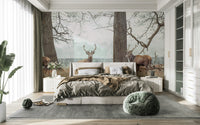 Wildlife-inspired mural wallpaper scene

