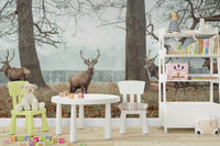 Forest wall mural with deer and trees

