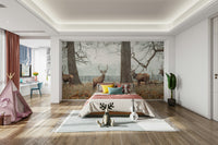 Mural wallpaper with woodland stags

