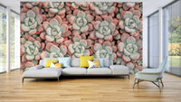 Rosette succulents mural wallpaper texture

