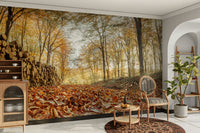 Earthy tones forest mural wallpaper

