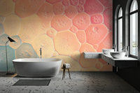 Wallpaper mural featuring spectrum of cell-like bubbles.

