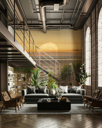 Coastal Peace Wall Mural with sandy path and sunset sky.

