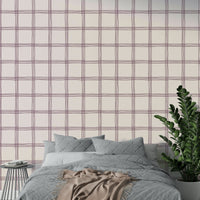 Organic-style wallpaper with gentle squares in neutral tones.

