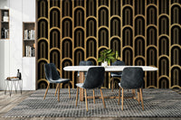 Luxury black and gold wall mural in classic Art Deco style.

